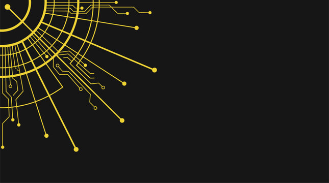 Abstract yellow digital technology circuit pattern on dark background vector illustration