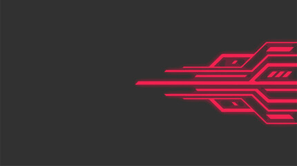 Abstract futuristic red neon geometric lines on dark gray background vector illustration