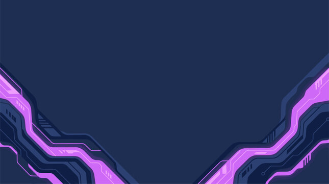 Abstract purple futuristic tech border on dark blue background vector illustration