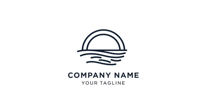 a minimalist logo design template with a sunset.