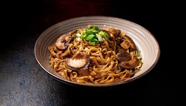 singapore bak chor mee spicy dry noodles with mushrooms meat night photography