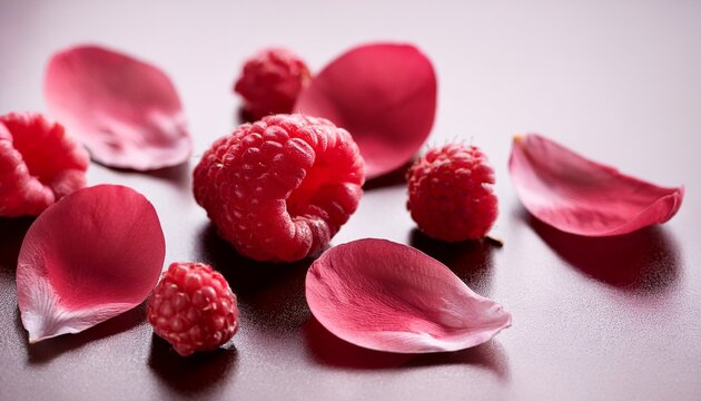 cherry blosom petals and raspberry