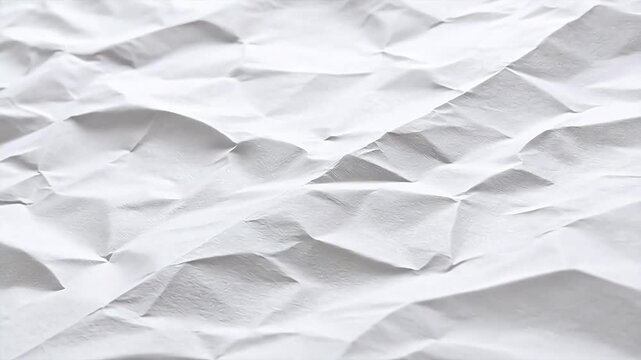 White Crumpled Paper Texture Background Abstract Wrinkled Surface with Soft Shadows Minimalist Design Element for Creative Projects High Resolution Detail Shot of Folded Material