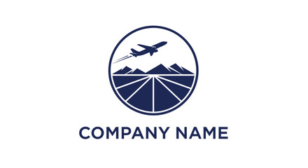 Fototapeta premium Airplane flying over mountain landscape logo.