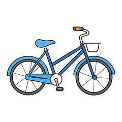 Fototapeta premium A bright blue bicycle with sleek frame and shiny wheels, ready for a fun ride on sunny streets or through parks, evoking freedom, adventure, and joy. 