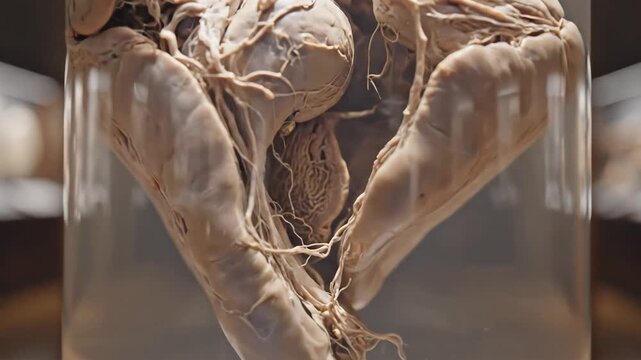 Preserved Fetal Pig Anatomy Specimen in Jar for Scientific Study.