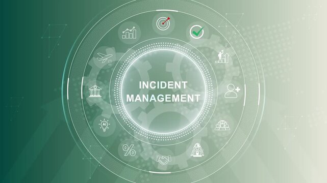Incident Management, futuristic holographic advanced HUD circle platform Business, Technology concept. Business, technology. 3d Motion graphics of technology icon interface background