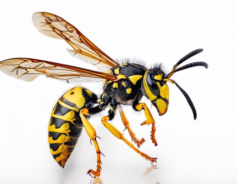 closeup of yellow jacket wasp hornet isolated on white