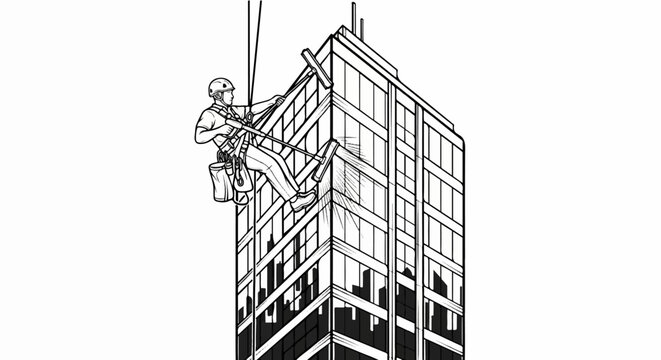 Person rappelling down a skyscraper to clean its windows