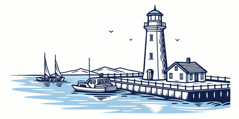 A lighthouse on a pier by the water Vector © MST RABEYA BEGUM
