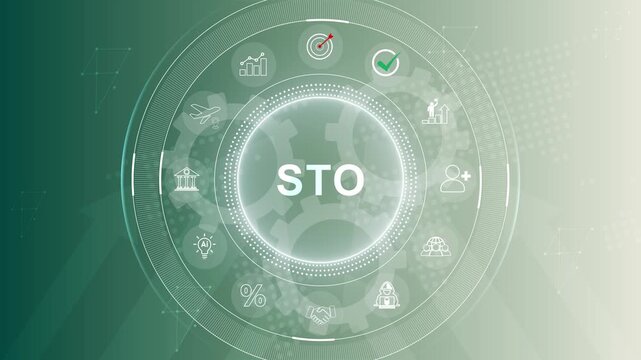 Security token offering concept representing regulated blockchain-based digital securities. 3d Motion graphics 