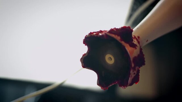 Hand blender turned off after pureeing the cooked beet