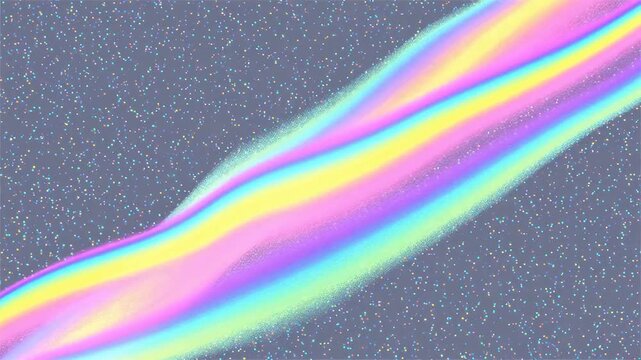 Abstract rainbow light streaks on glittery silver background colorful gradient waves digital art futuristic design dreamy atmosphere creative concept vibrant colors modern style
