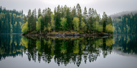Spring Forest Lake Island