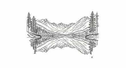 Obraz premium Serene mountain lake reflecting jagged peaks and pine trees