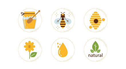 Fototapeta premium Honey bee and honey icons set 4.
