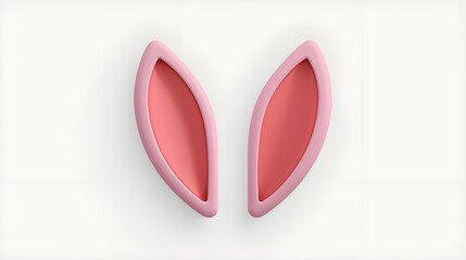 Fototapeta premium Cute 3D Pink Bunny Ears Illustration with Soft Pastel Colors and Claymorphic Texture Isolated on White Background for Easter Holiday Celebration and Seasonal Graphic Design Projects