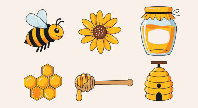 Honey bee collecting nectar from flower.