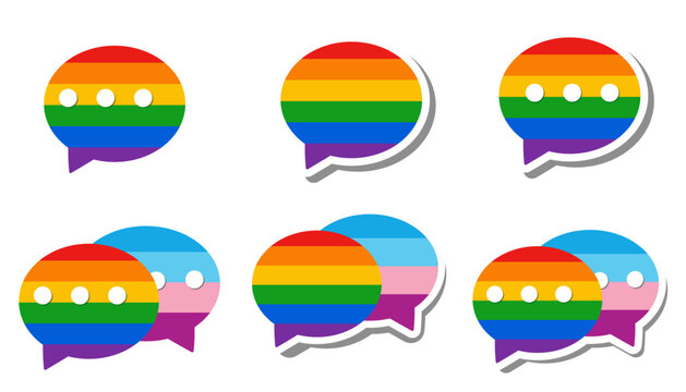 Rainbow Pride Chat Bubble Icon Set Celebrating LGBTQ Voice, Diversity and Equality