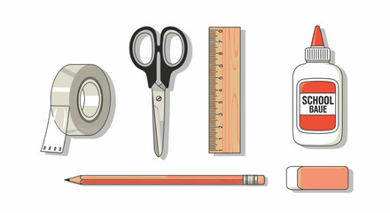 School supplies on white background 11.