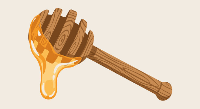 Honey dripping from wooden honey dipper 8.