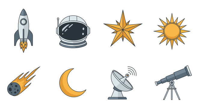 Space icons with astronomy symbols 6.