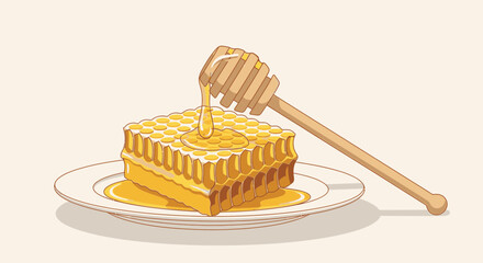 Honeycomb on a white plate. © Rohmah