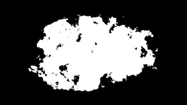 Transitions of black expanding paint stains on white backdrop Grunge Ink spreads and fills the screen. flows and streams. Ink bloom. watercolor ink leak drops transition paint 4K