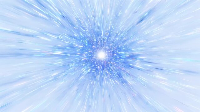 Hyper Space Abstract Sky Blue and White Streaks with Central White Light