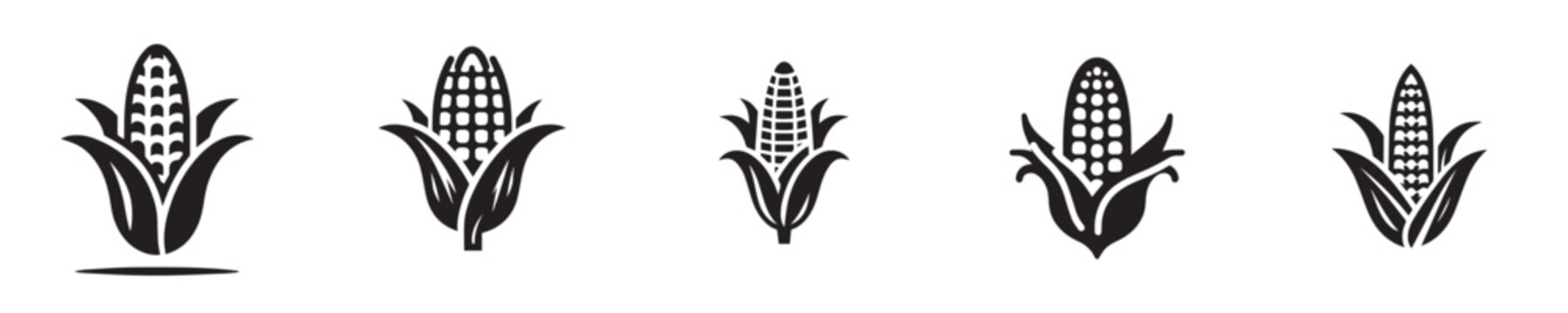 Black corn icons on white background.