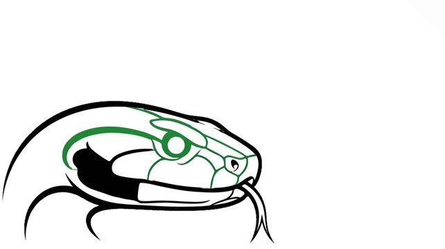 Stylized head of a snake with tongue flicking