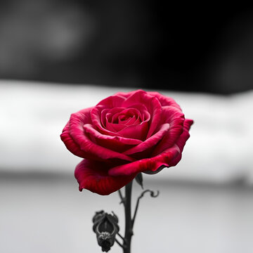 Una rosa negra en fondo blanco