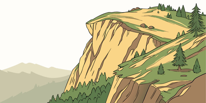 A large cliff with trees on top Vector