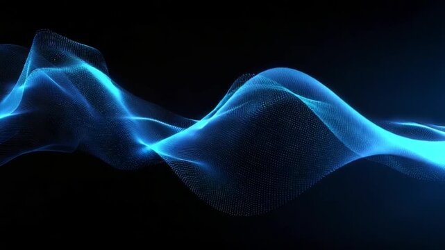 Abstract Blue Wave Animation on Black Background for Technology Design