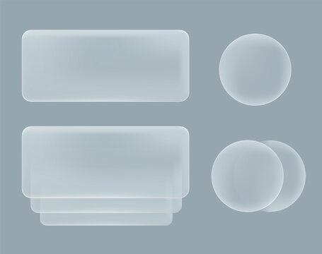 Liquid glass push notifications stack set. Modern UI 3D vector light frame boxes on grey background. Transparent message boxes in modern futuristic style for web and mobile smart phone, glassmorphism