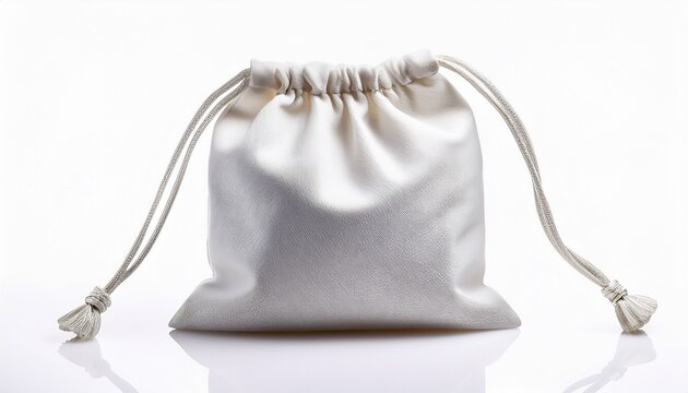 white drawstring bag isolated on a white background