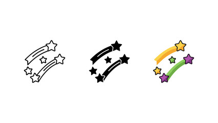 Colorful shooting stars and sparkles flying in night sky vector illustration flat design © Nuyab Stock