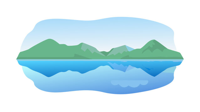 A serene landscape of mountains and water Vector