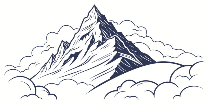A mountain peak rising above the clouds Vector
