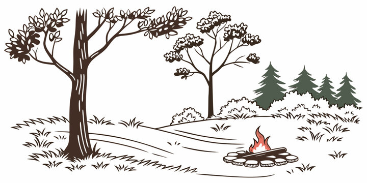 Man sitting on a tree stump in a snowy forest Vector