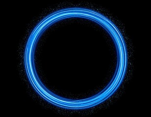 Obraz premium A bright blue glowing ring on a black background