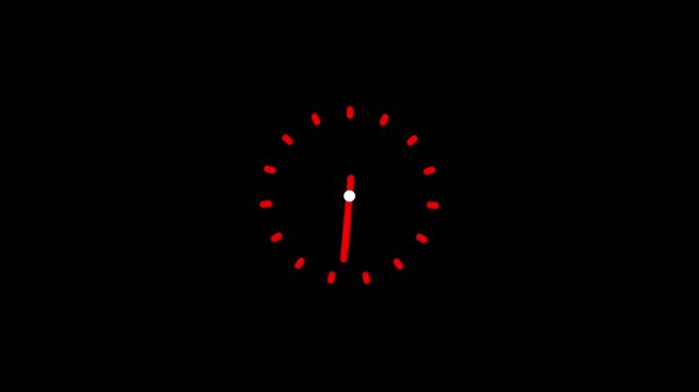 Time on clock is going fast. Black clock icon with moving arrows in 12 hour loop. Stopwatch animation. Alpha channel