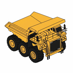 Large yellow mining truck illustration. © Bunga