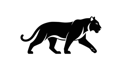 Obraz premium Dynamic and graceful black panther silhouette illustration, showcasing a powerful wild feline in motion, symbolizing agility, strength, and elegant stealth