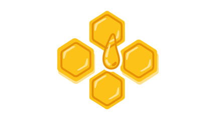 Obraz premium Golden Honeycomb Cells with Dripping Honey.