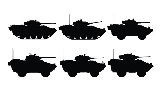 Collection of military tanks and armored vehicles