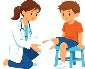 Doctor Examining Child Broken Leg Full Body Medical Checkup