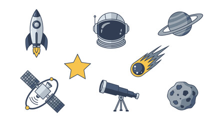 Space objects and astronomy tools. © Ari