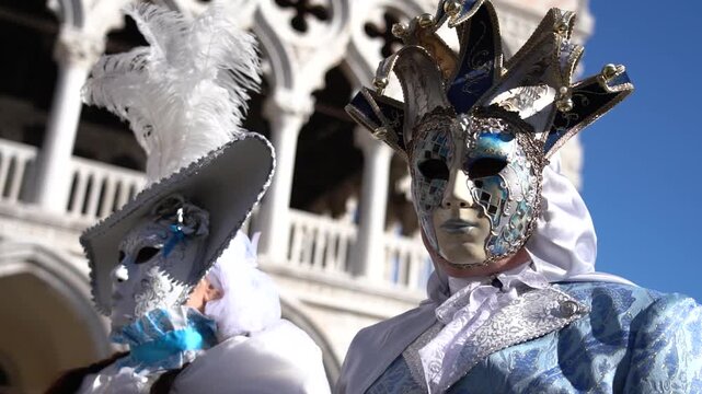 Person in elaborate Venetian Carnival mask and costume	
