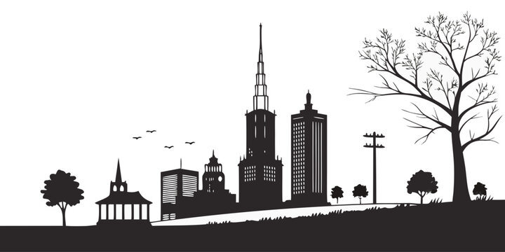 USA, US, U.S, United States - Oklahoma City skyline silhouettes minimalist black and white city panorama